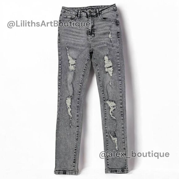 SHEIN High Rise Ripped Skinny Jeans(A007)-Size S (4/27) for Women - Picture 4 of 11